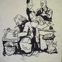 A. Macek nella redazione di Rude Pravo sul "Kukatko" con A. Zapotocky - Museo del Movimento Operaio - Museo Nazionale Praga